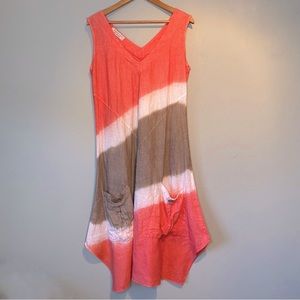 Haris Cotton the collection 100% Linen Sleeveless Wide Dress. Size L